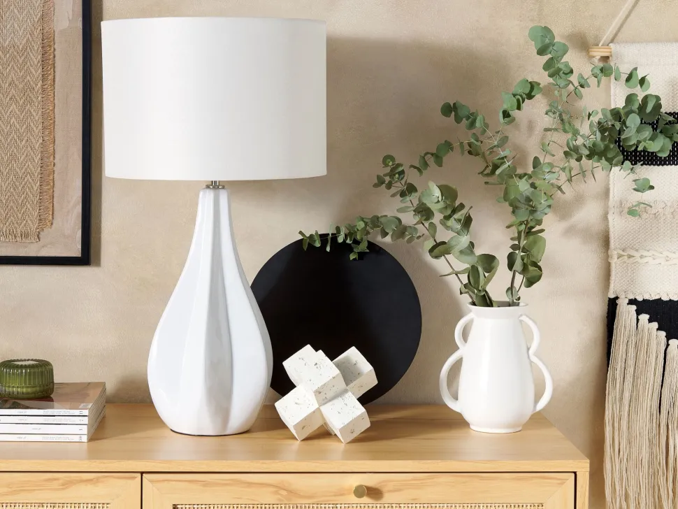 Candeeiro De Mesa Creme Claro Santee