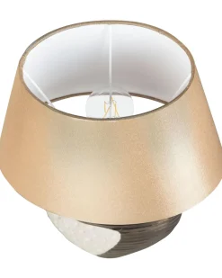 Candeeiro De Mesa Creme E Cor De Cobre Esla