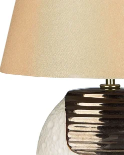 Candeeiro De Mesa Creme E Cor De Cobre Esla