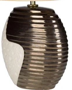 Candeeiro De Mesa Creme E Cor De Cobre Esla