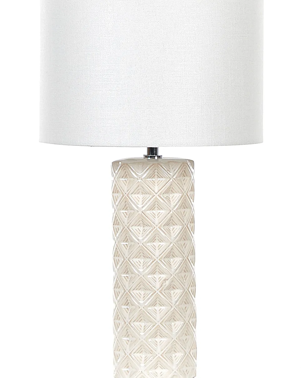 Candeeiro De Mesa De Ceramica Creme E Branco 49 Cm Balonne