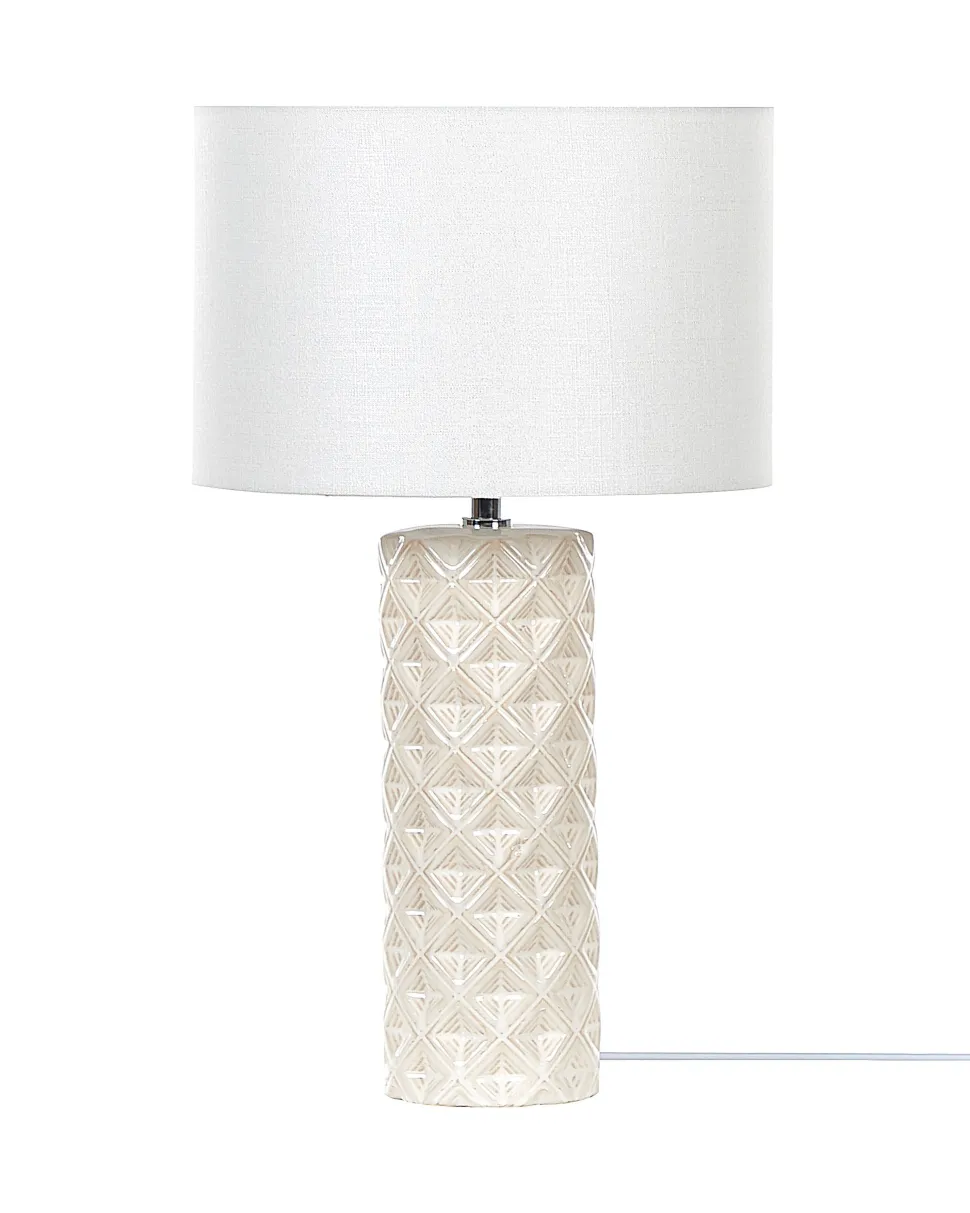 Candeeiro De Mesa De Ceramica Creme E Branco 49 Cm Balonne