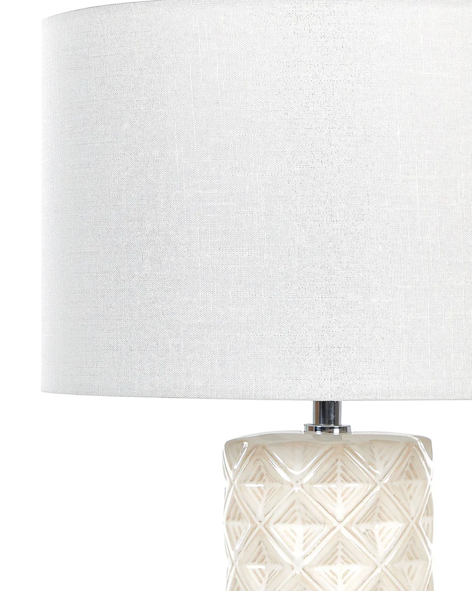 Candeeiro De Mesa De Ceramica Creme E Branco 49 Cm Balonne