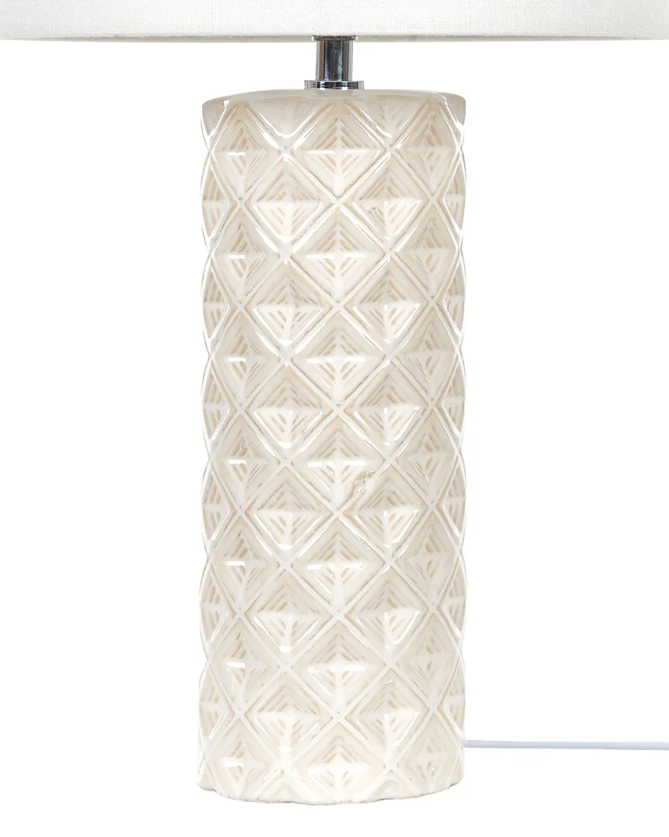 Candeeiro De Mesa De Ceramica Creme E Branco 49 Cm Balonne