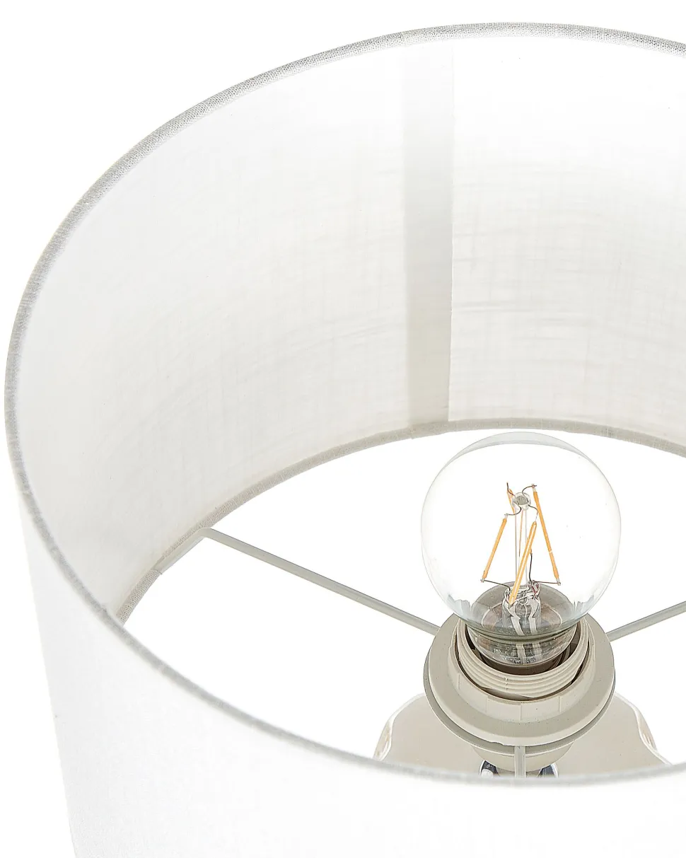 Candeeiro De Mesa De Ceramica Creme E Branco 49 Cm Balonne