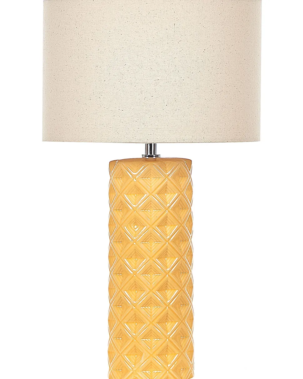 Candeeiro De Mesa De Ceramica Amarelo E Creme 49 Cm Balonne