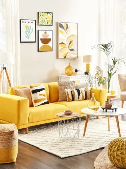 Candeeiro De Mesa De Ceramica Amarelo E Creme 49 Cm Balonne