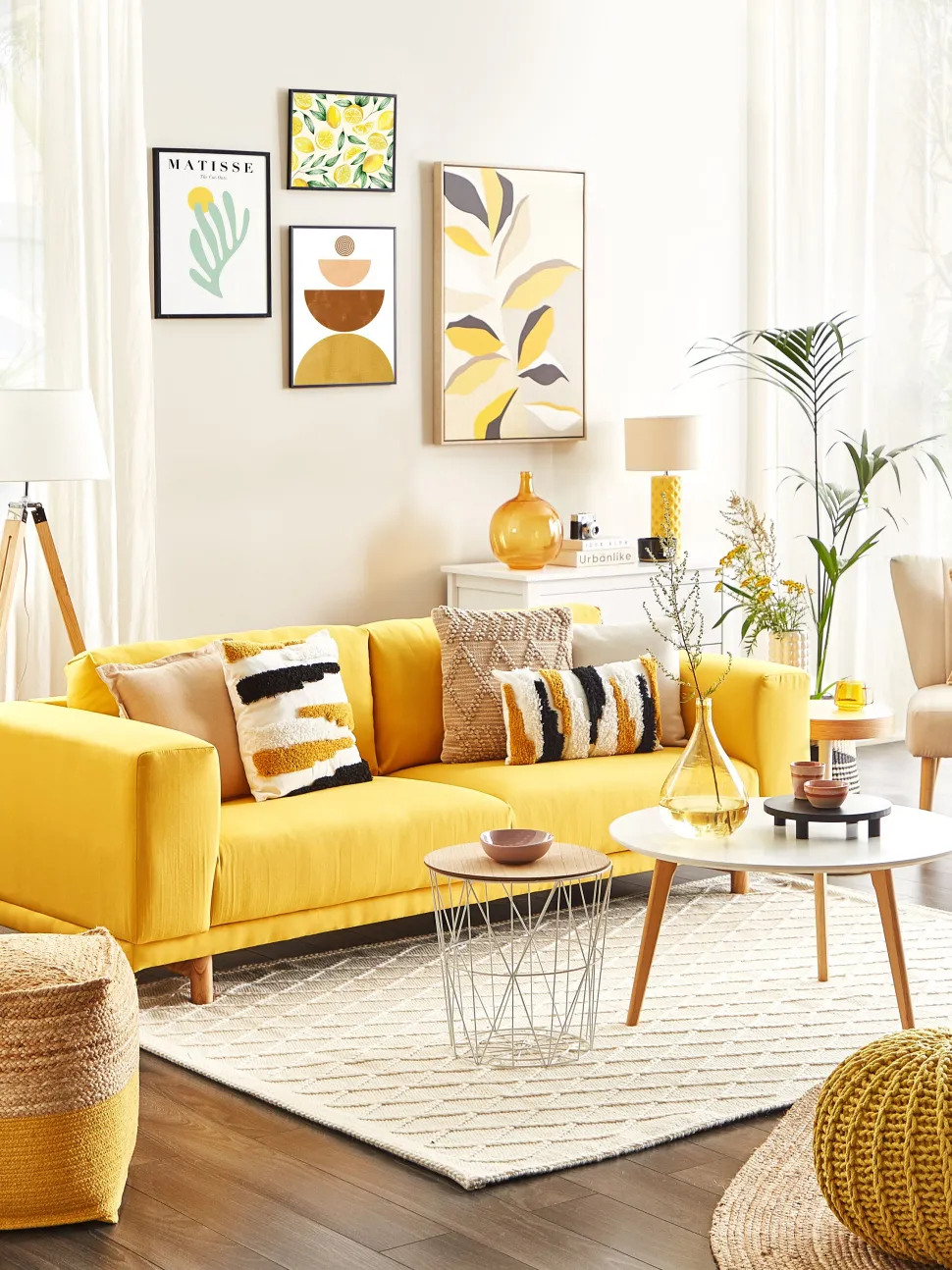 Candeeiro De Mesa De Ceramica Amarelo E Creme 49 Cm Balonne