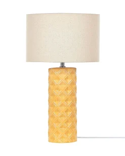 Candeeiro De Mesa De Ceramica Amarelo E Creme 49 Cm Balonne