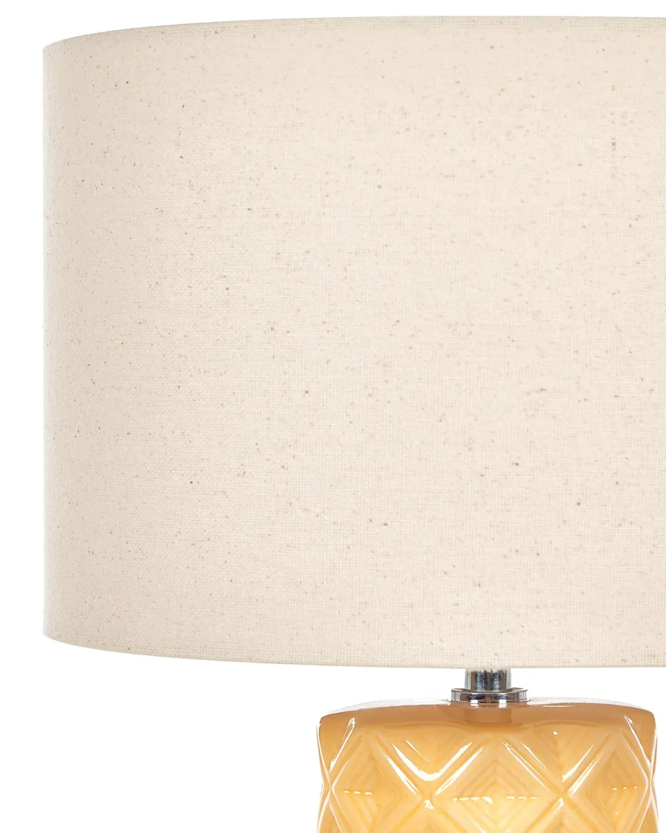 Candeeiro De Mesa De Ceramica Amarelo E Creme 49 Cm Balonne