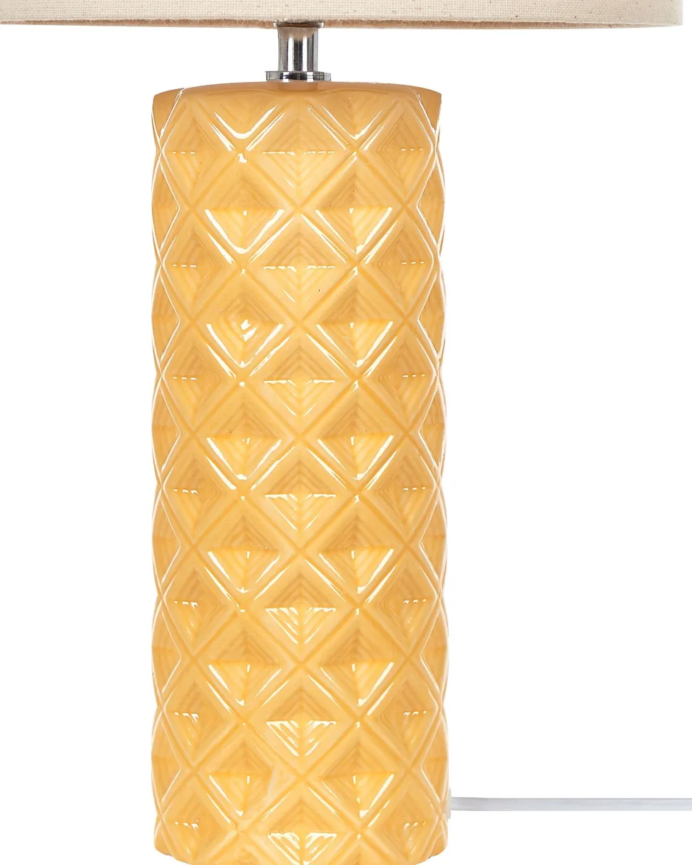 Candeeiro De Mesa De Ceramica Amarelo E Creme 49 Cm Balonne