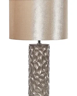 Candeeiro De Mesa De Ceramica Dourado E Creme 50 Cm Sankuru