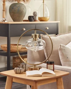 Candeeiro De Mesa Dourado E Preto 40 Cm Severn