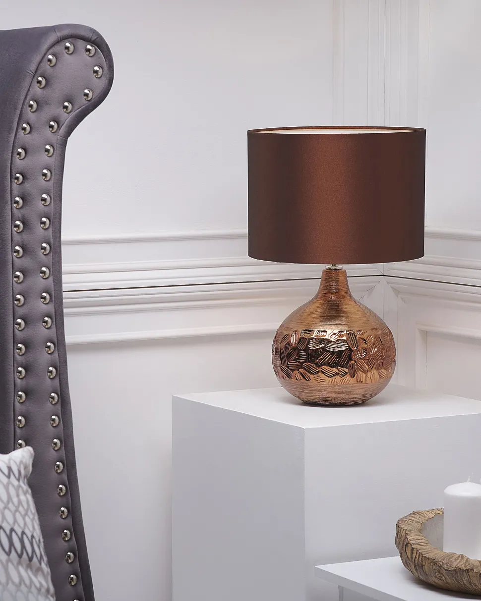 Candeeiro De Mesa Dourado E Castanho Yakima