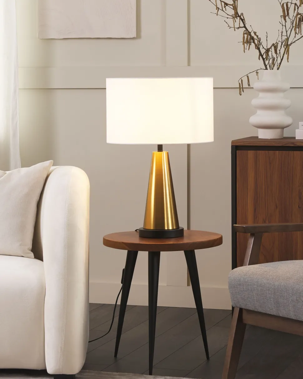 Candeeiro De Mesa Dourado Sandon