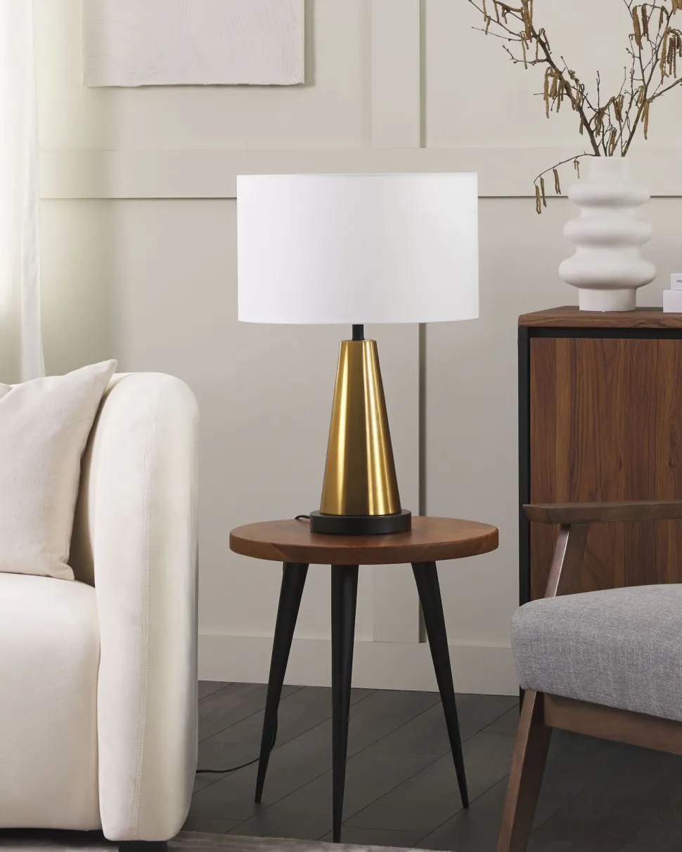 Candeeiro De Mesa Dourado Sandon