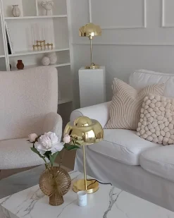 Candeeiro De Mesa Dourado Senette