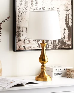 Candeeiro De Mesa Dourado E Branco Hodmo