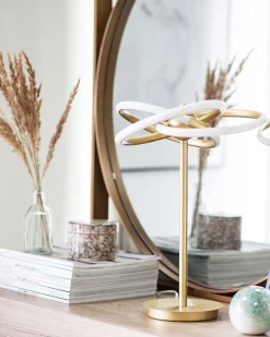 Candeeiro De Mesa Dourado Led Akan