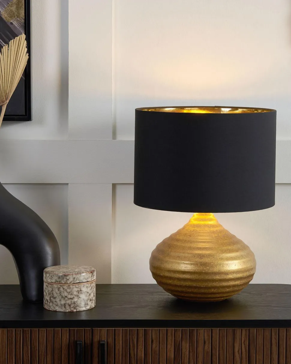 Candeeiro De Mesa Dourado 42 Cm Kuban