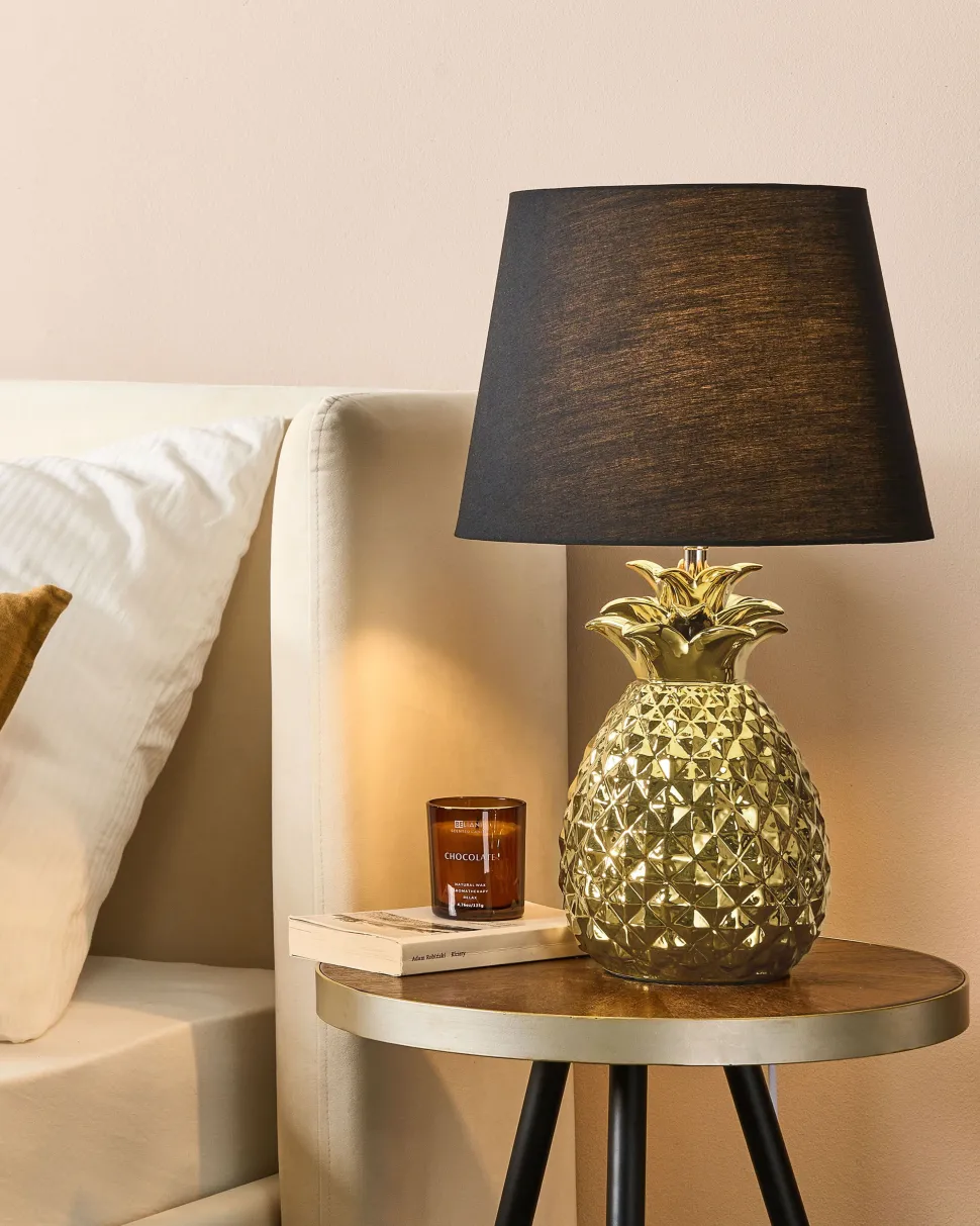Candeeiro De Mesa Dourado 52 Cm Pineapple