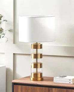 Candeeiro De Mesa Dourado E Branco 63 Cm Beatton