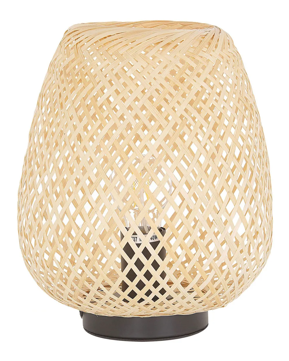 Candeeiro De Mesa Em Bambu Castanho Claro 30 Cm Bomu