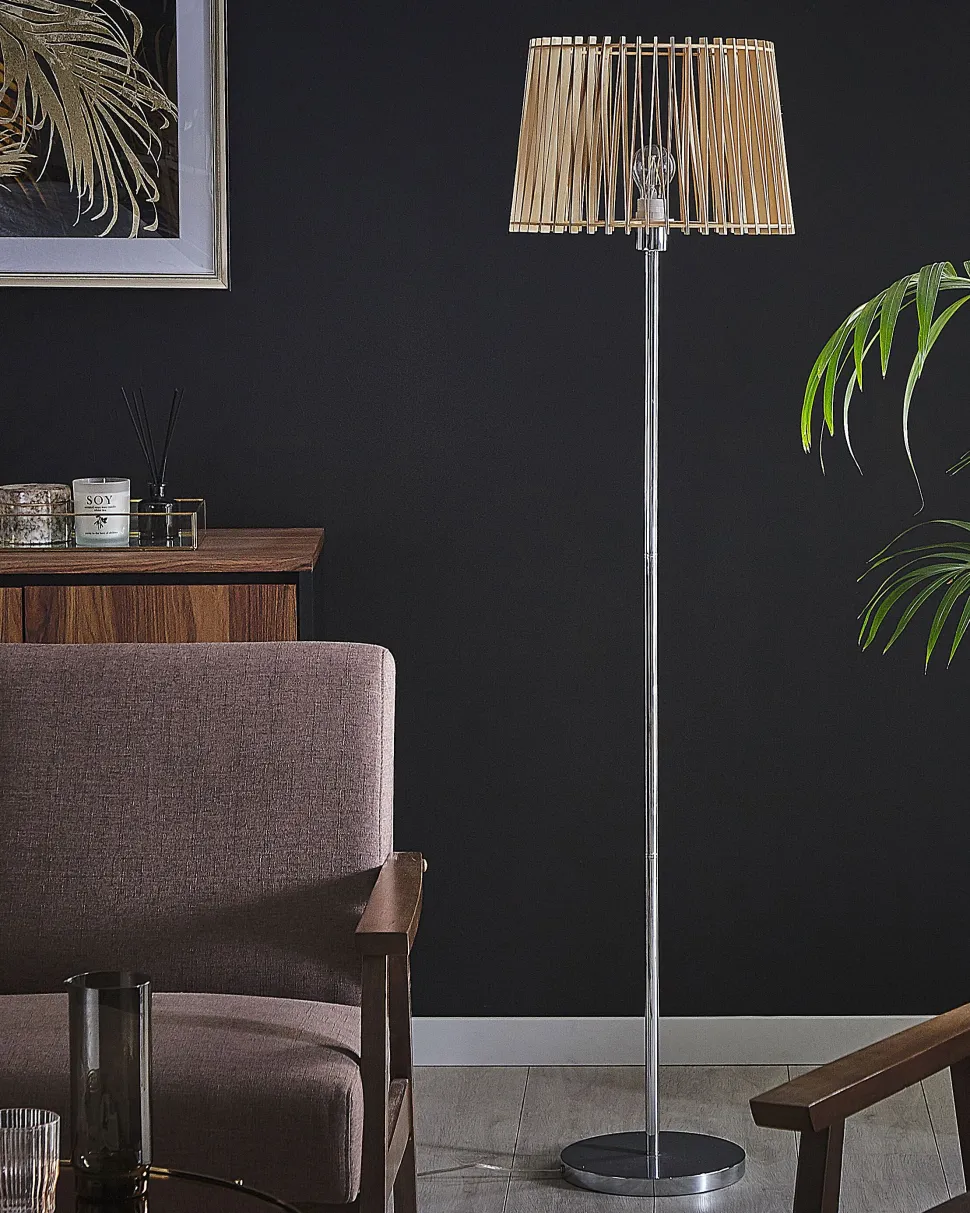 Candeeiro De Mesa Em Bambu Castanho Claro 30 Cm Bomu