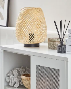 Candeeiro De Mesa Em Bambu Castanho Claro 30 Cm Bomu