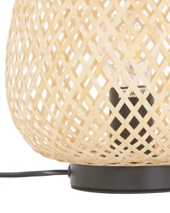 Candeeiro De Mesa Em Bambu Castanho Claro 30 Cm Bomu