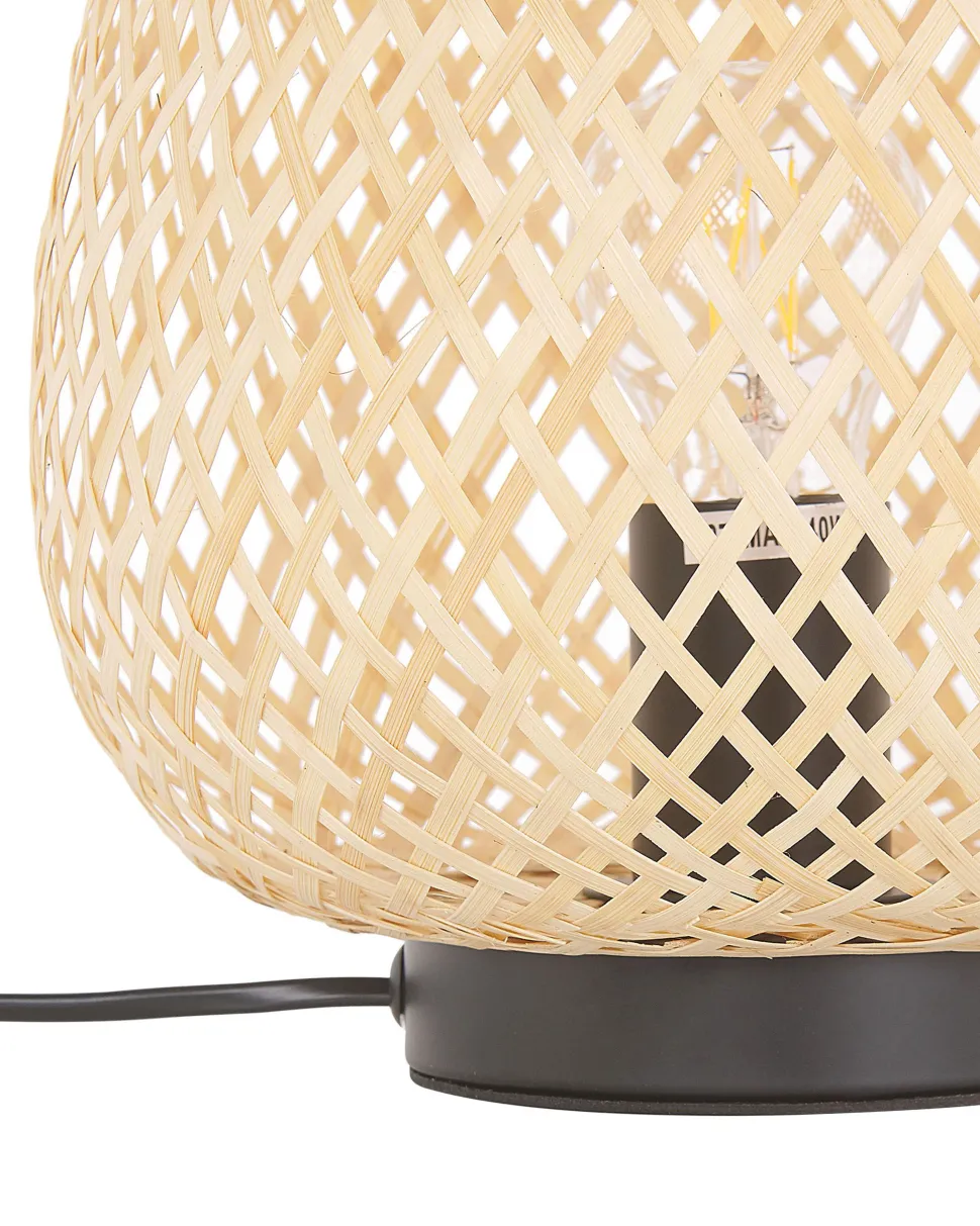 Candeeiro De Mesa Em Bambu Castanho Claro 30 Cm Bomu