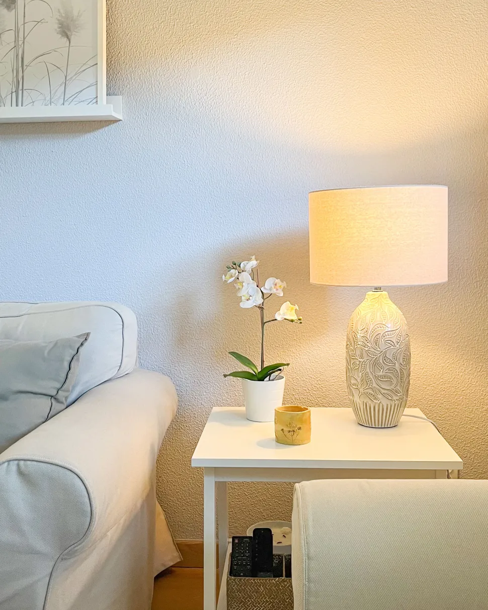 Candeeiro De Mesa Em Ceramica Creme 57 Cm Salza