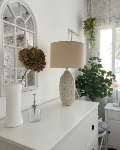 Candeeiro De Mesa Em Ceramica Creme 57 Cm Salza