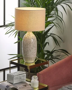 Candeeiro De Mesa Em Ceramica Creme 57 Cm Salza