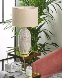 Candeeiro De Mesa Em Ceramica Creme 57 Cm Salza