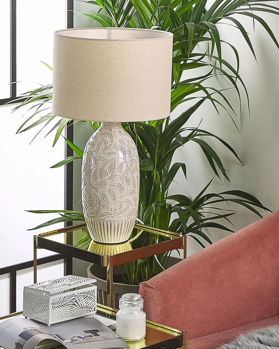 Candeeiro De Mesa Em Ceramica Creme 57 Cm Salza