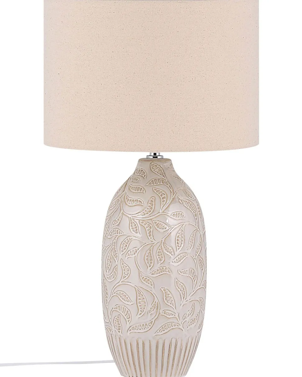 Candeeiro De Mesa Em Ceramica Creme 57 Cm Salza