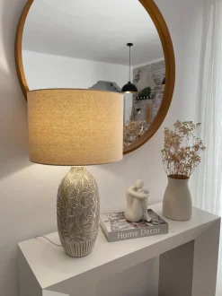 Candeeiro De Mesa Em Ceramica Creme 57 Cm Salza