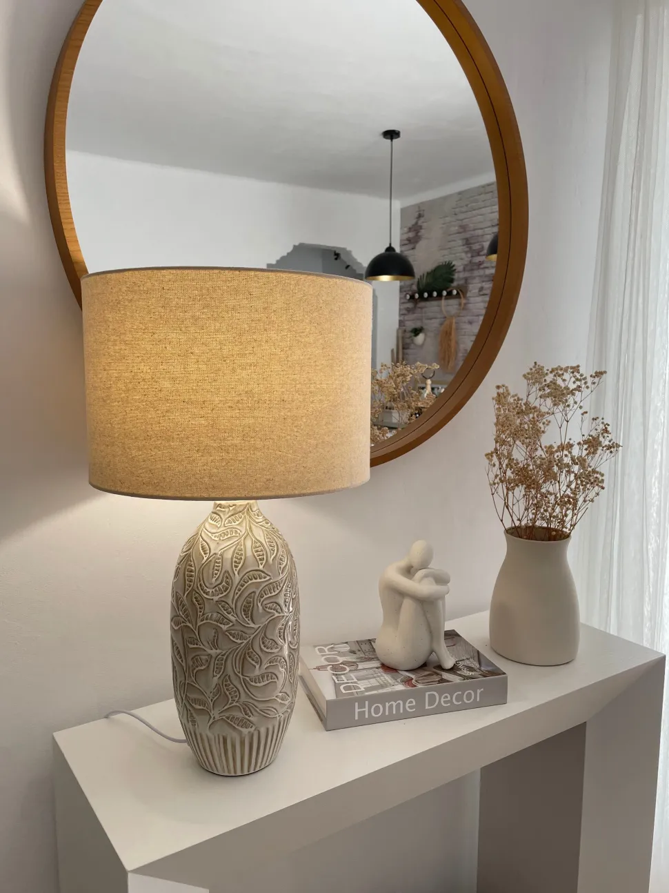 Candeeiro De Mesa Em Ceramica Creme 57 Cm Salza