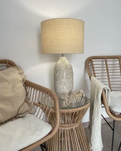 Candeeiro De Mesa Em Ceramica Creme 57 Cm Salza