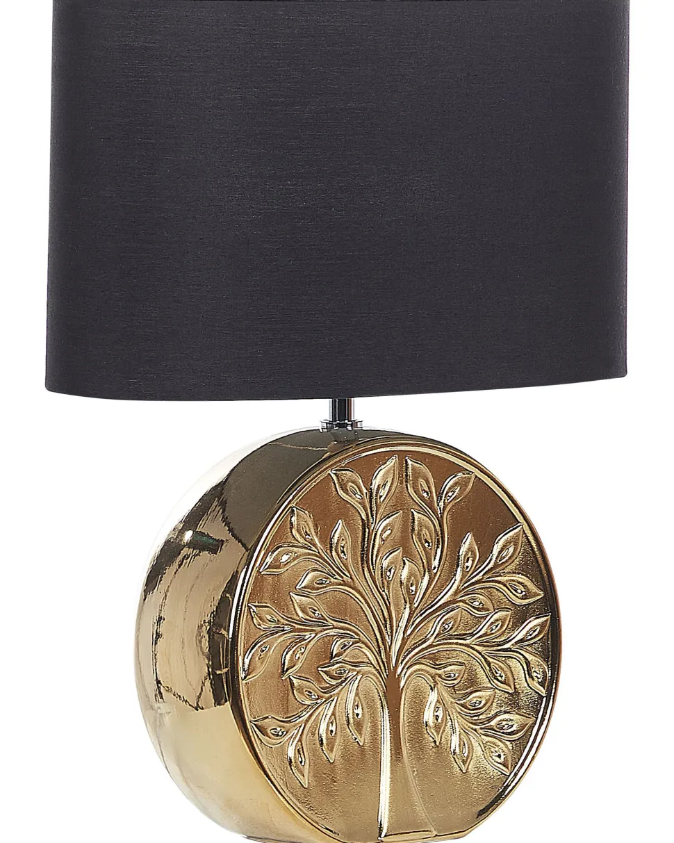 Candeeiro De Mesa Em Ceramica Dourado E Preto 48 Cm Kherlen