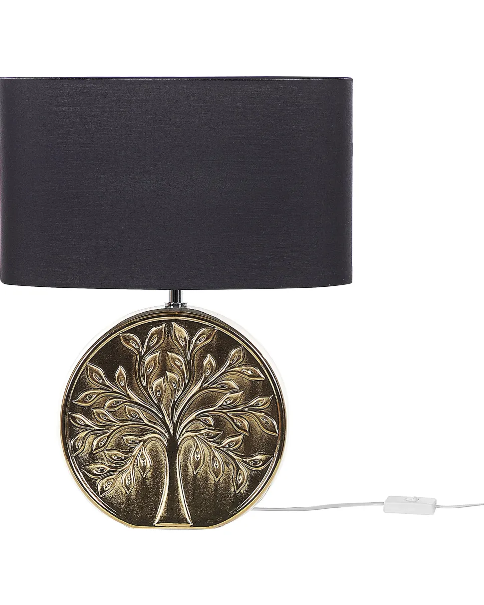 Candeeiro De Mesa Em Ceramica Dourado E Preto 48 Cm Kherlen