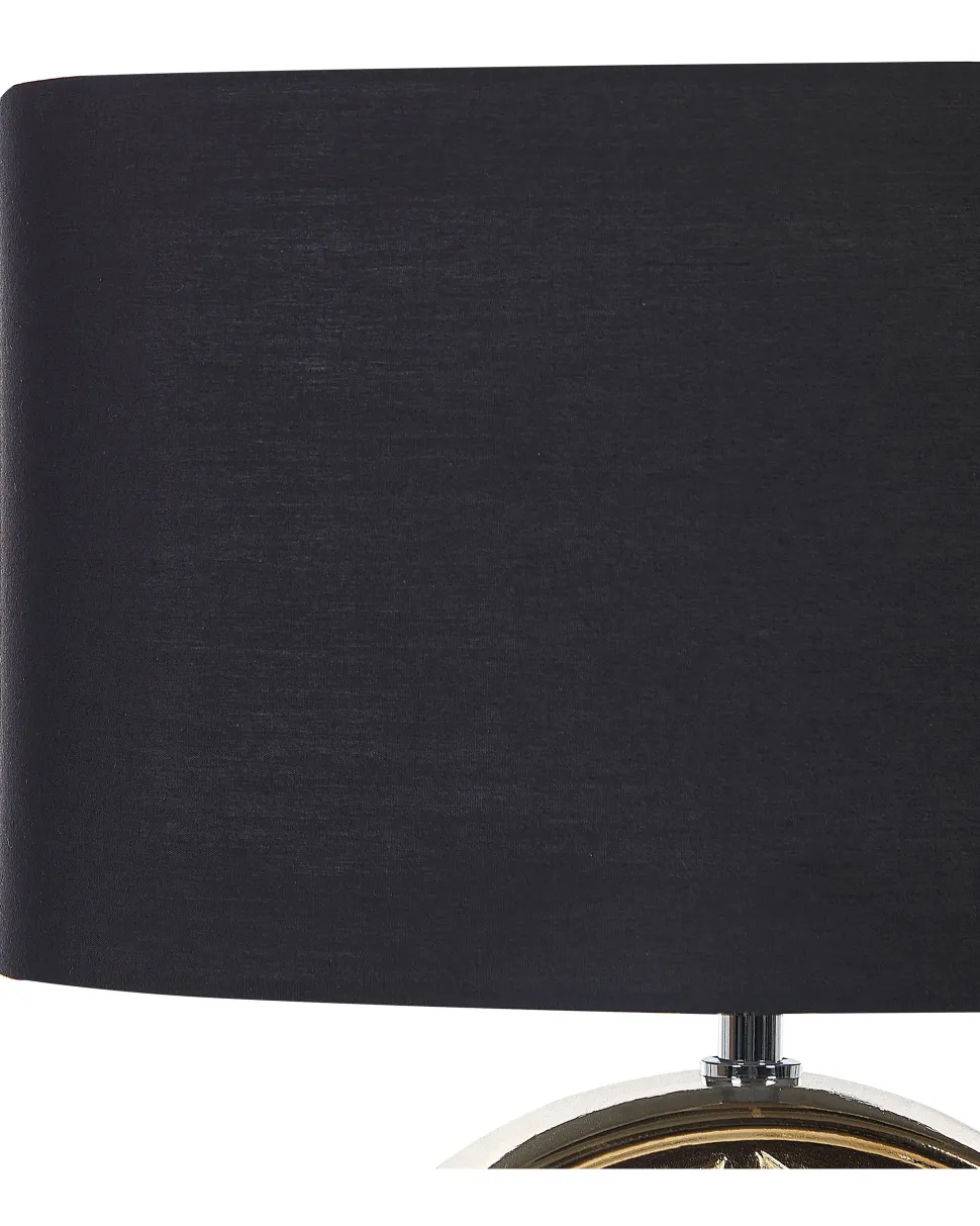 Candeeiro De Mesa Em Ceramica Dourado E Preto 48 Cm Kherlen