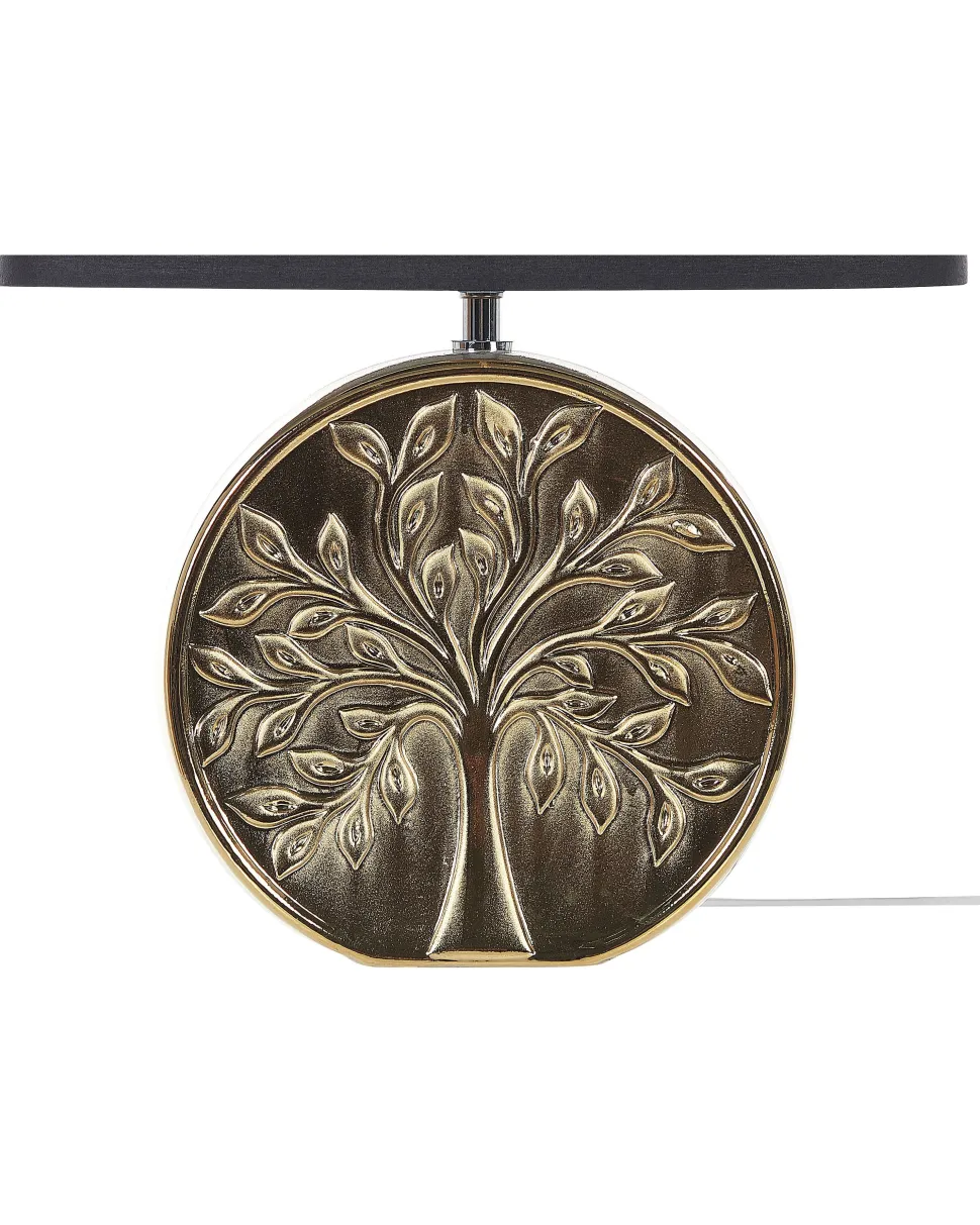 Candeeiro De Mesa Em Ceramica Dourado E Preto 48 Cm Kherlen