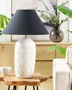 Candeeiro De Mesa Em Ceramica Creme Telire