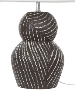 Candeeiro De Mesa Em Ceramica Preto E Creme 63 Cm Guapore