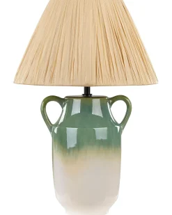 Candeeiro De Mesa Em Ceramica Verde E Branco 53 Cm Limones