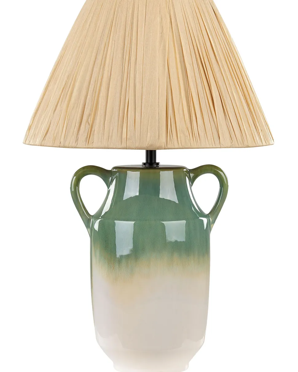 Candeeiro De Mesa Em Ceramica Verde E Branco 53 Cm Limones