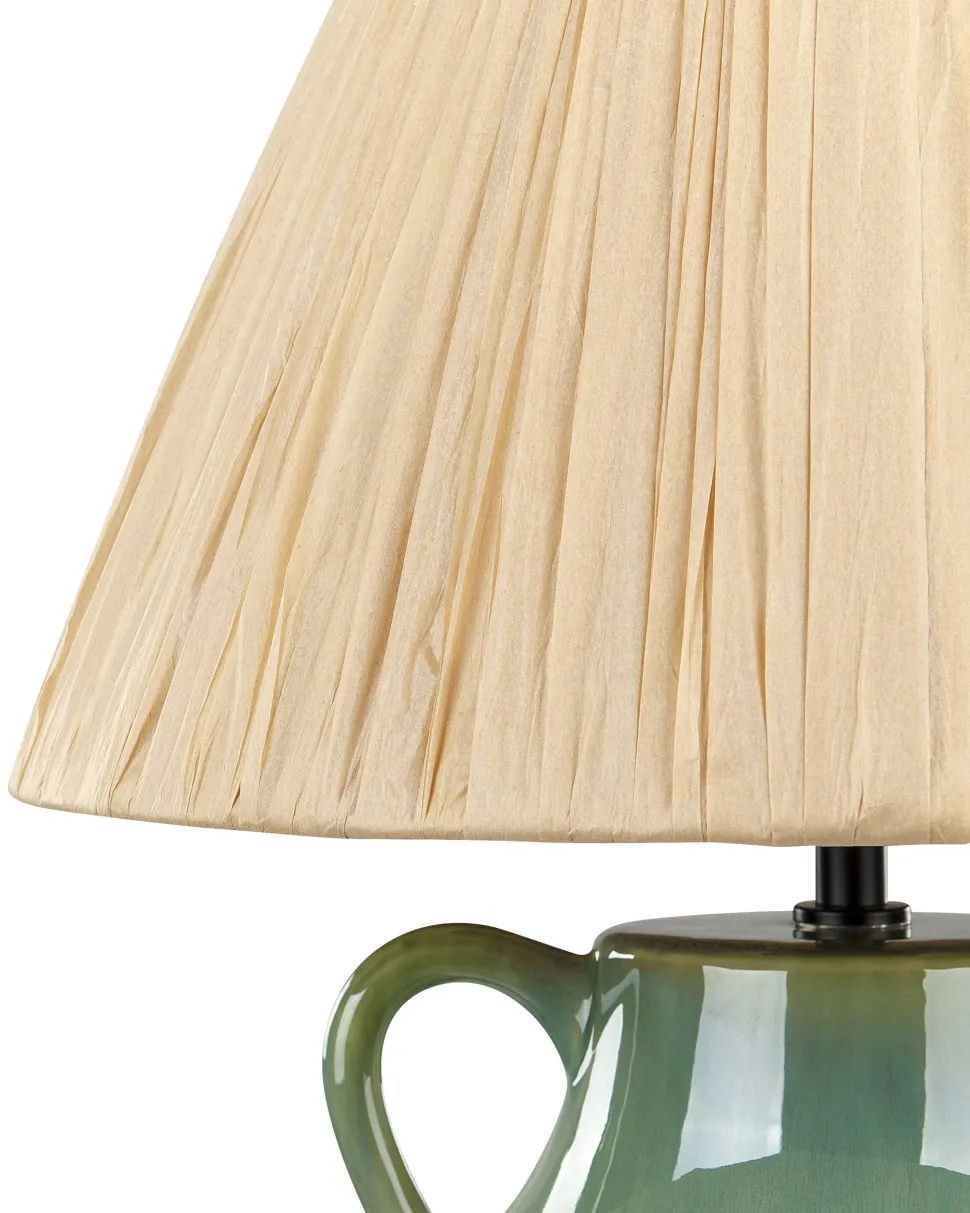 Candeeiro De Mesa Em Ceramica Verde E Branco 53 Cm Limones