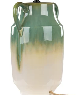 Candeeiro De Mesa Em Ceramica Verde E Branco 53 Cm Limones